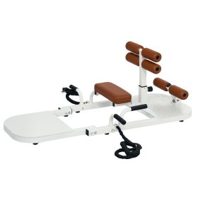 Soozier Foldable Sissy Squat Machine, Hip Thrust Machine with Push Up Stand, Multipurpose Glute Workout Equipment, White