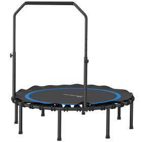 Soozier 48" Rebounder Trampoline for Adults, Foldable Mini Trampoline with Adjustable Handle Bar for Indoor Outdoor, Blue