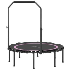 Soozier 45" Rebounder Trampoline for Adults, Foldable Mini Trampoline with Adjustable Handle Bar for Indoor Outdoor, Pink