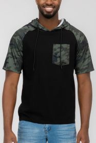 SHORT SLEEV CAMO COLOR BLOCK (Color: GREEN CAMO, size: M)