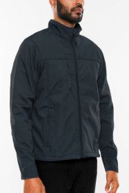 Mens Solid Soft Shell Storm Tech Jacket Coat (Color: NAVY, size: 2XL)
