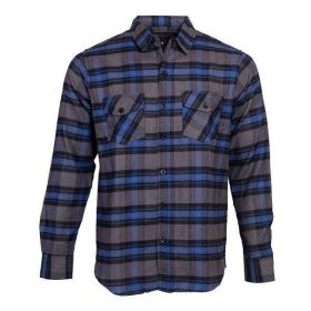 Flannel Casual Button Down Shirts (Color: Royal Blue, size: L)