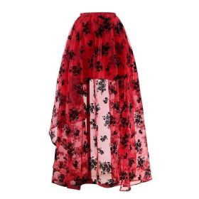 Korean-style Embroidered Floor-length Bridal Wedding Dress Long Sleeve Lace Slim-fit Slimming Irregular Half-length (Option: Red-S)