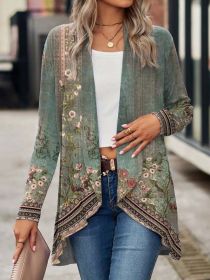 Shawl Small Suit Cardigan Outer Wear Ethnic Style (Option: Green-S)